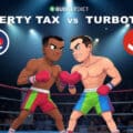 promotional image of two boxers representing Liberty Tax vs TurboTax