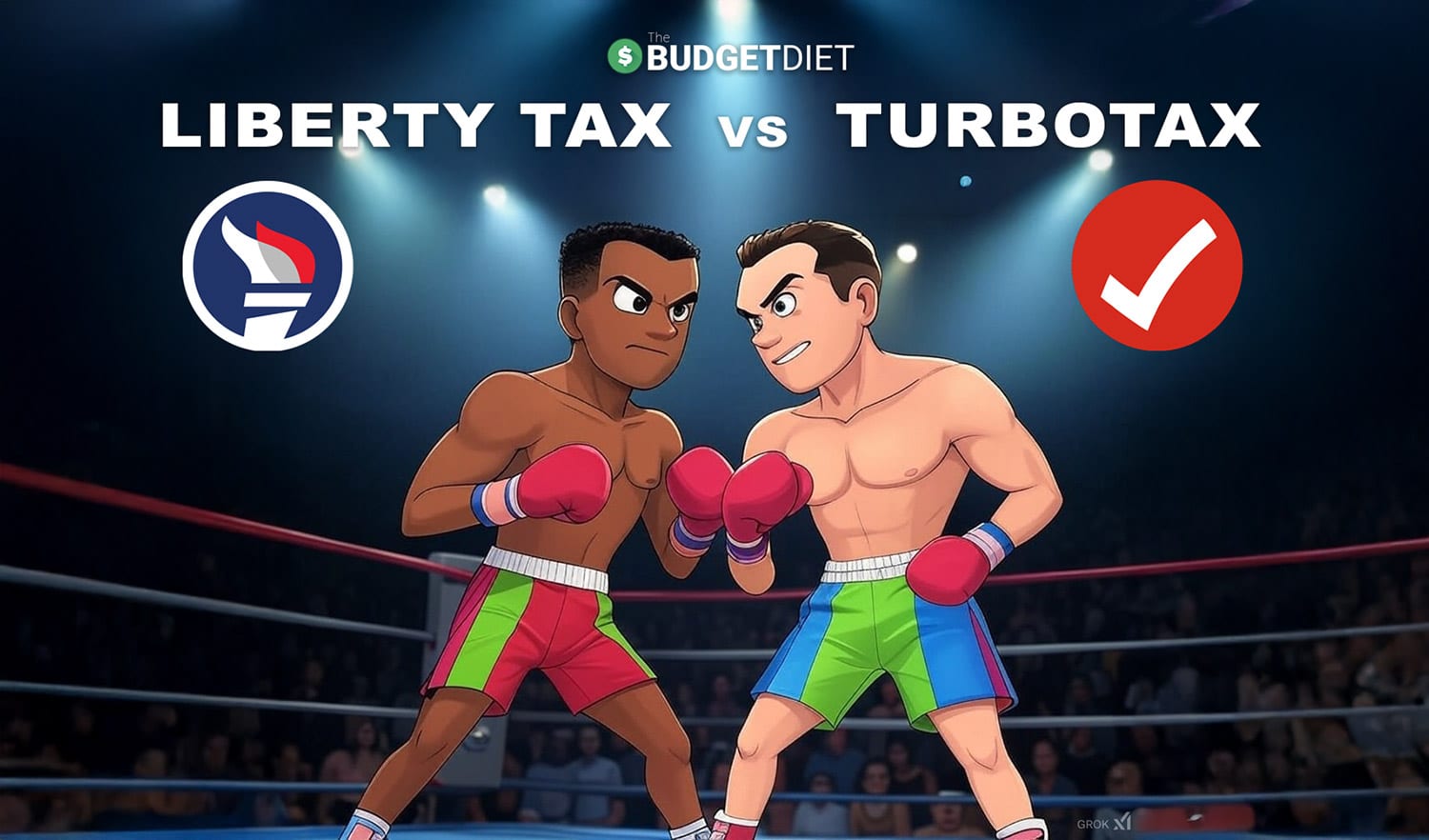 promotional image of two boxers representing Liberty Tax vs TurboTax