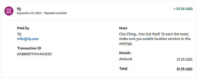 1Q payment proof