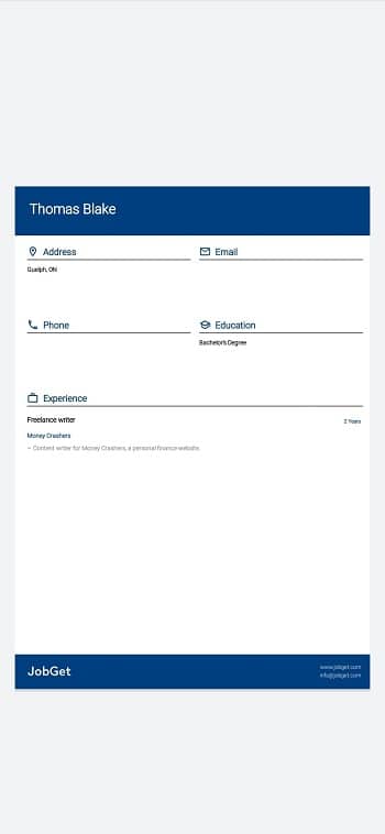 JobGet App Resume