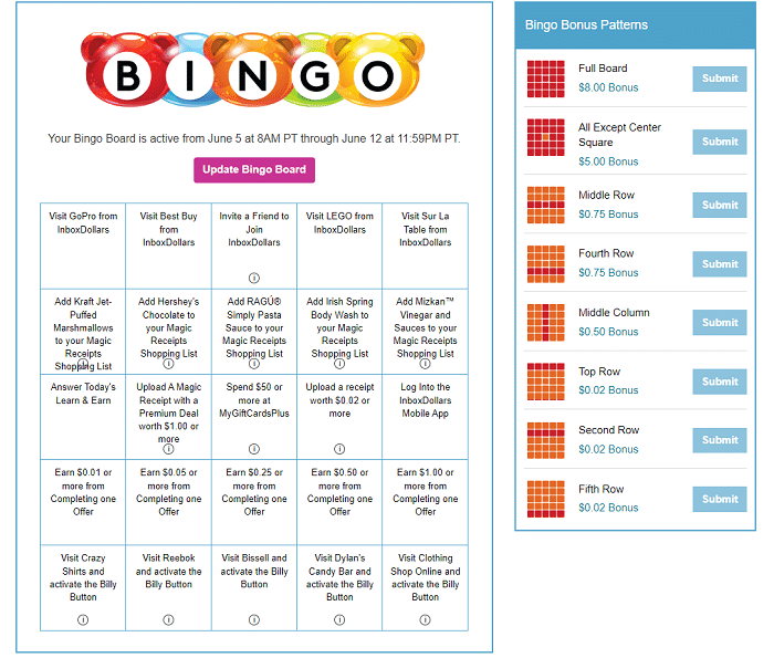 InboxDollars Bingo