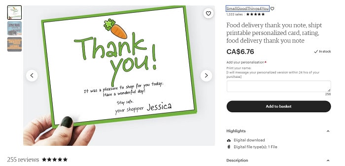 Instacart Message Etsy