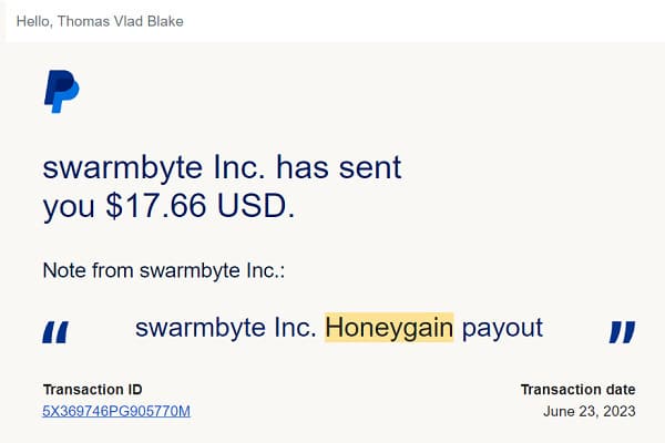 Honeygain payment proof