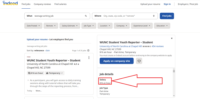 Indeed Teen Writing Jobs