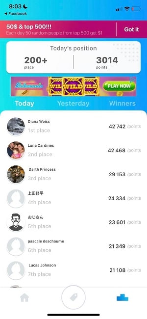 Cash For Steps leaderboard