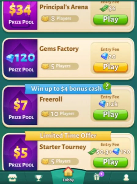 Solitaire Cash tournaments